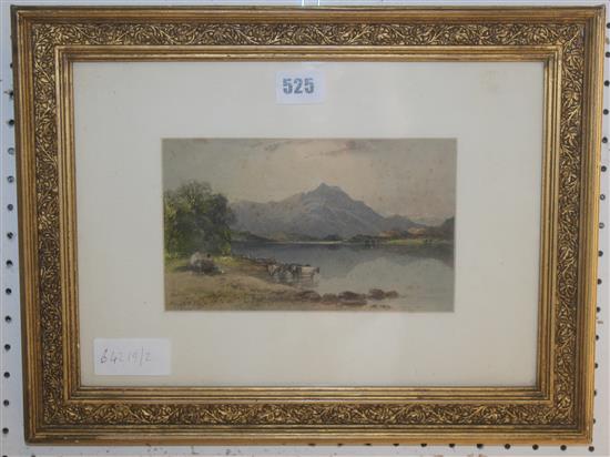 A. Houston, watercolour, Figures with mountains beyond(-)